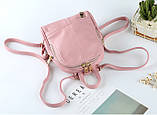 Рюкзак жіночий міні з горизонтальним кишенею (рожевий), фото 3