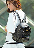 Рюкзак жіночий місткий з заклепками (сірий), фото 3