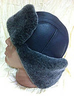 Чоловіча вушанка з натуральної овчини довге вухо 54-55 56 57