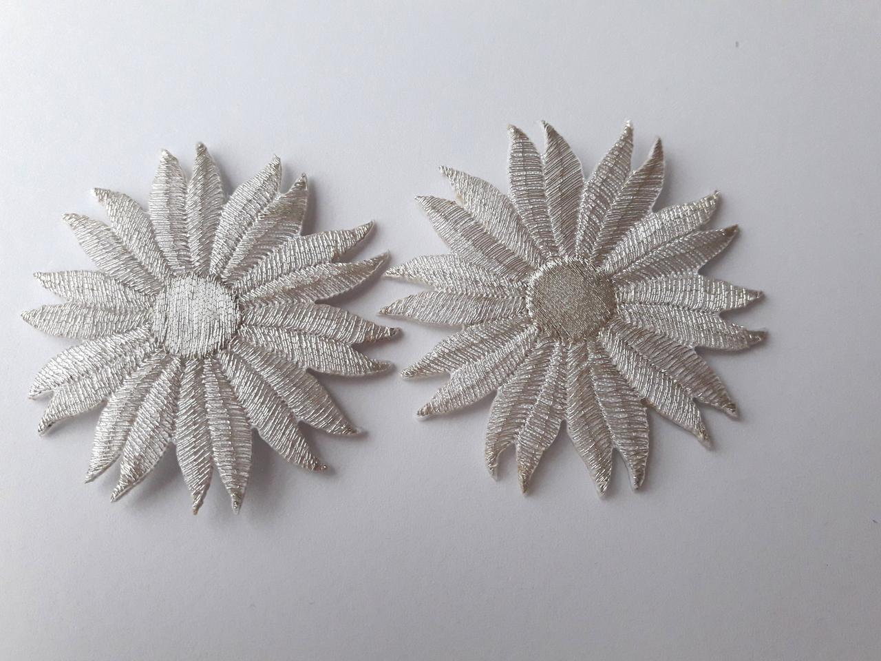 Аплікації "Ромашка", сріблясті люрекс , 5 см (комплект 2 шт)