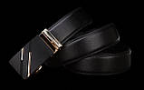 Ремінь чоловічий класичний шкіряний з пряжкою автомат (золото), фото 3