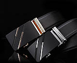 Ремінь чоловічий класичний шкіряний з пряжкою автомат (срібло), фото 9