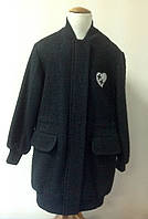 Пальто-парку букле з прикрасою для дівчинки Лукас чорне з накладними кишенями, фото 1