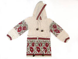 В'язана туніка для дівчинки "Маки" 0723 з капюшоном