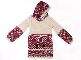 В'язана туніка для дівчинки "Любаша червона" 0724 з капюшоном