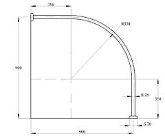 Дуговий карниз у ванну кімнату 80 х 80 см