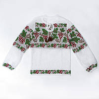 В'язана вишиванка для дівчинки "Калина з зеленим листям, горизонтальна" 0744