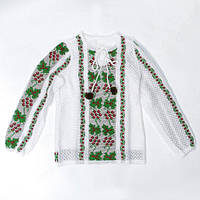 В'язана вишиванка для дівчинки "Калина з зеленим листям, вертикальна" 0745