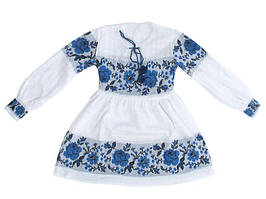 В'язане плаття для дівчинки "Троянда блакитна з бутоном, відрізне" 0804