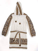 В'язане плаття для дівчинки "Влада коричнева горизонтальна" 0805 з капюшоном