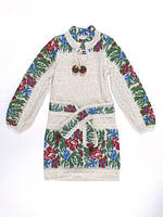 В'язане плаття для дівчинки "Маки і волошки малі, з кокеткою" 0807