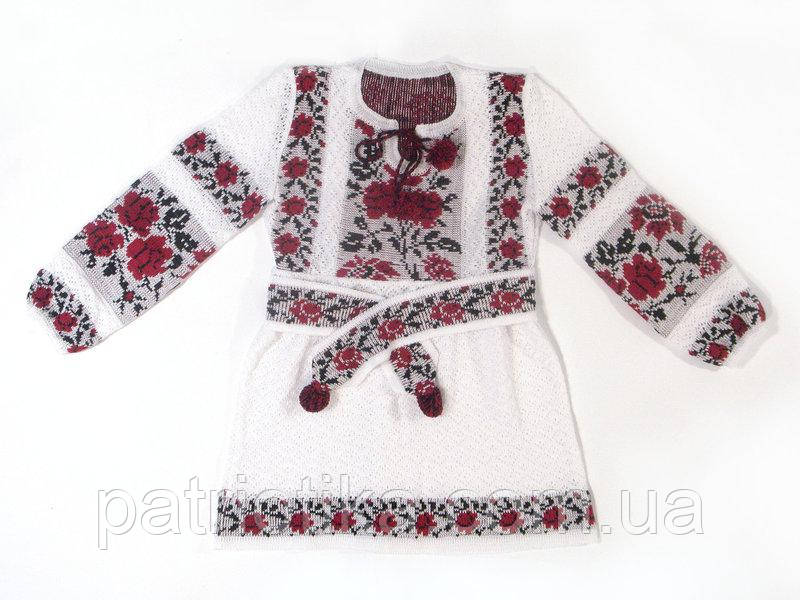 В'язане плаття для дівчинки "Троянда яскрава, відрізна" 0820