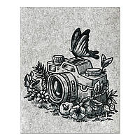 Фетр з принтом ФОТОАПАРАТ 1, 33x25 см, китайський жорсткий 2 мм