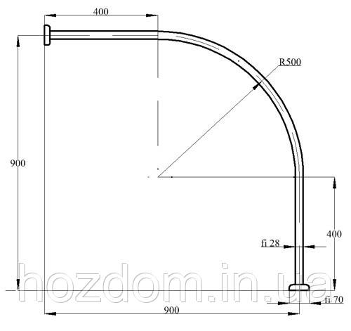 Дуговой карниз в ванную комнату 90 х 140 см - фото 4 - id-p41993351