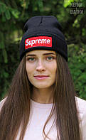 Шапка чёрная Supreme лого вышивка