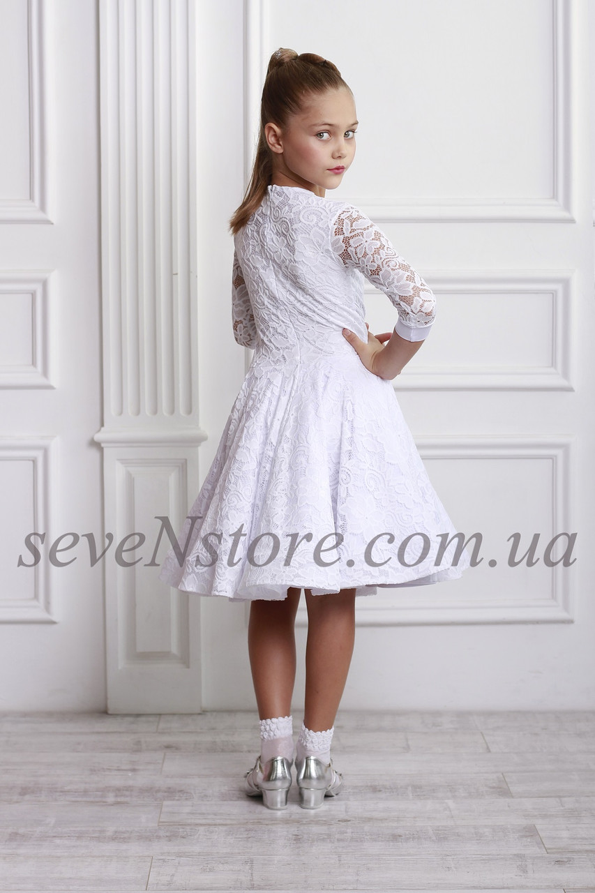 Рейтинговое платье Бейсик для бальных танцев Sevenstore 9101 Белый - фото 4 - id-p591488126