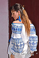 Вышиванка Блузка Лен, вышитая блуза белая Блуза в Бохо-стиле, вышитая одежда