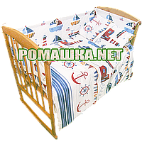 Набір в дитячу кроватку з 6 предметів Парус постіль м'які бортики велике одягнуло 140х100 подушка 3858