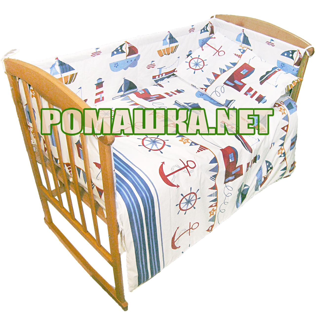 Захист (м'які бортики, охранка, бампер) в дитячу ліжечко для новонародженого Парус 3858