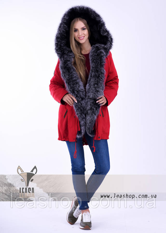 Женская красная парка с мехом в интернет магазине leashop.com.ua Женские парки от производителя