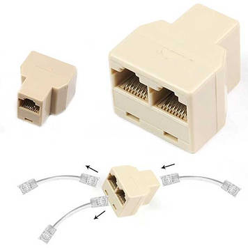 Сплітер RJ45 (splitter) для крученої пари під'єднання одним кабелем