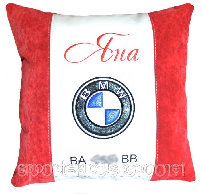 Автомобильная подушка круглая с логотипом bmv бмв 35см - фото 3 - id-p473442307