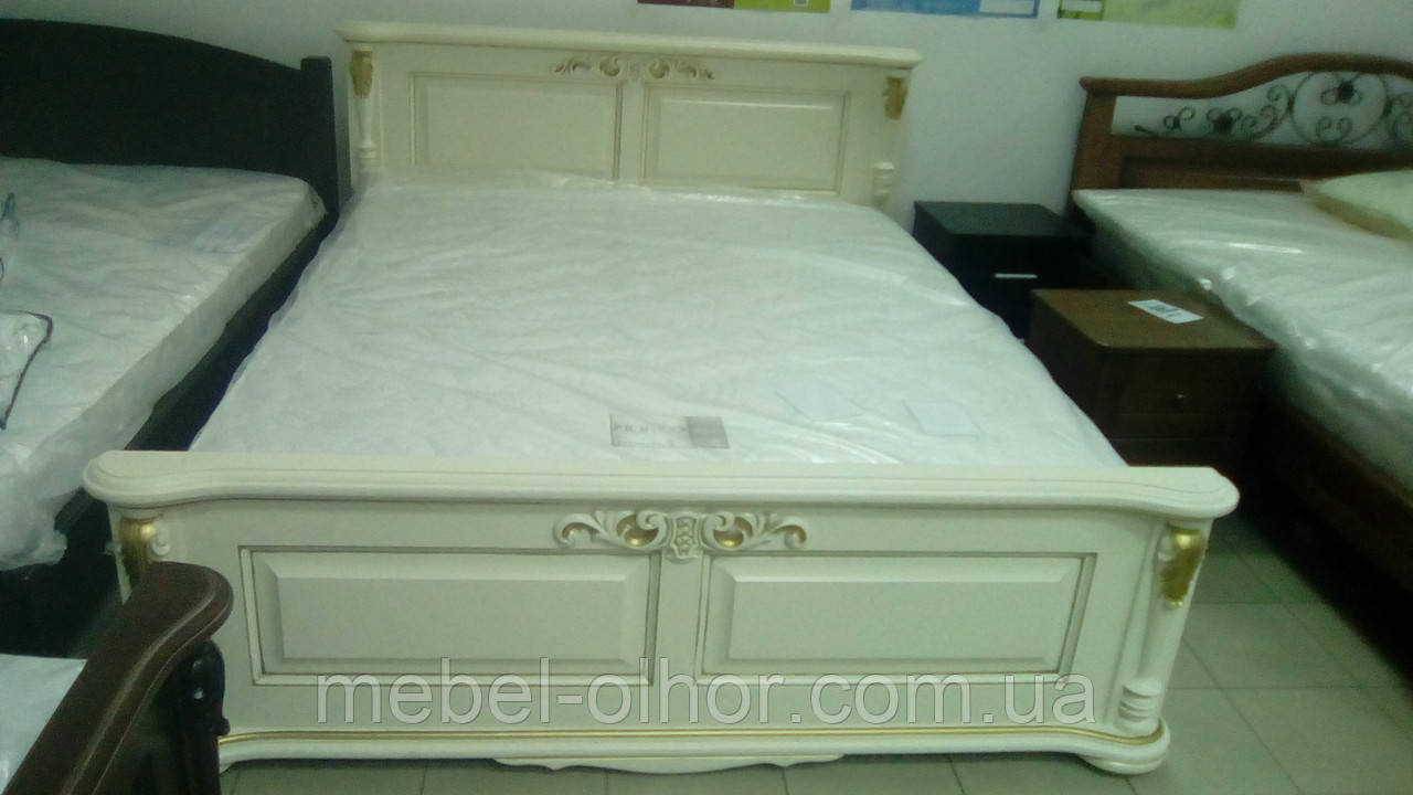 Кровать из дерева Корадо (160*200) белая+ золото