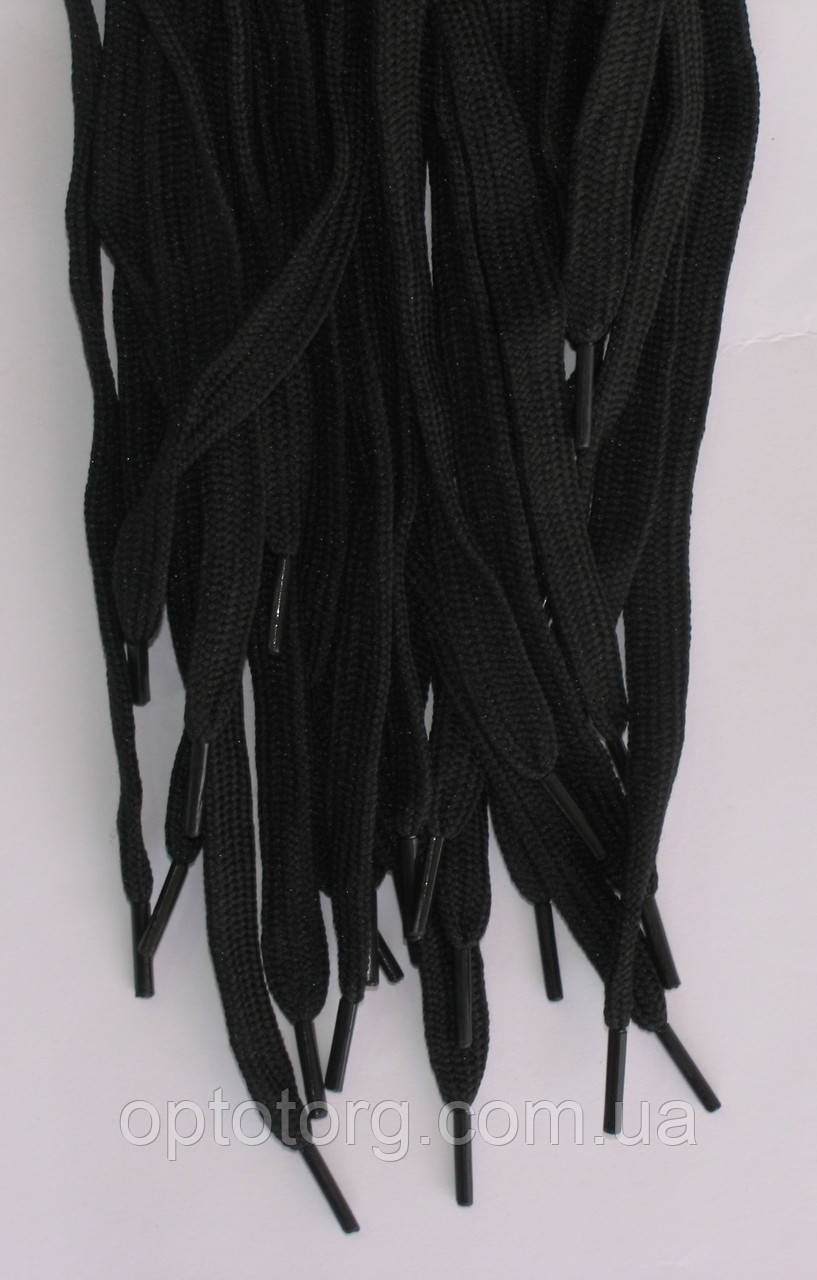 Шнурки плоскі чорні 100см синтетика