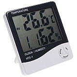 Цифровий термо-гігрометр AIRO HTC-1 (термометр: -10 °C~+50 °C; гігрометр: 10%-99%), годинник, будильник, фото 3