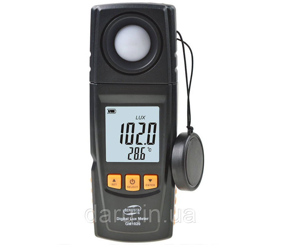 Люксметр Benetech GM1020 (0-200 000 Lx) з USB-інтерфейсом і повертається фотодатчиком. У Кейсі.