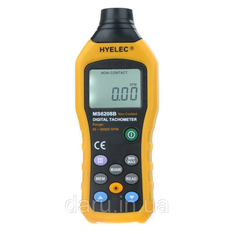 Безконтактний фото-тахометр HYELEC MS6208B (50 - 250 мм) 50-99999 RPM, пам'ять 100 груп
