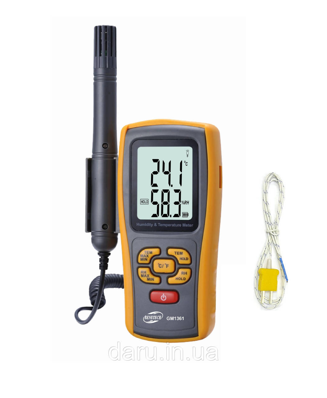 Термо-гігрометр Benetech GM1361 (0-100%; -10℃ - 50℃; Термопара До-типу: -30℃ - 1000℃)