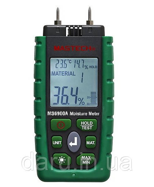 Вологомір деревини і будівельних матеріалів Mastech MS6900A (0-60%) (-10.0 - 50.0 °C) (10...90%) з 7 режимами