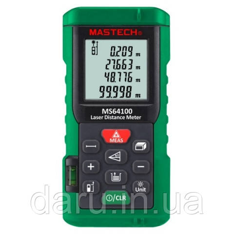Лазерний далекомір ( лазерна рулетка ) Mastech MS64100 (0,046-100 м) проводить вимірювання V, S, H, пам'ять 99