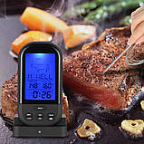 Бездротовий термометр (до 30 м) з щупом для приготування їжі YB414-SZ Black (0 до +250 °С) З ф-їй Будильник, фото 2
