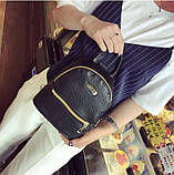Рюкзак жіночий шкіряний мініатюрний з горизонтальним замком, фото 3