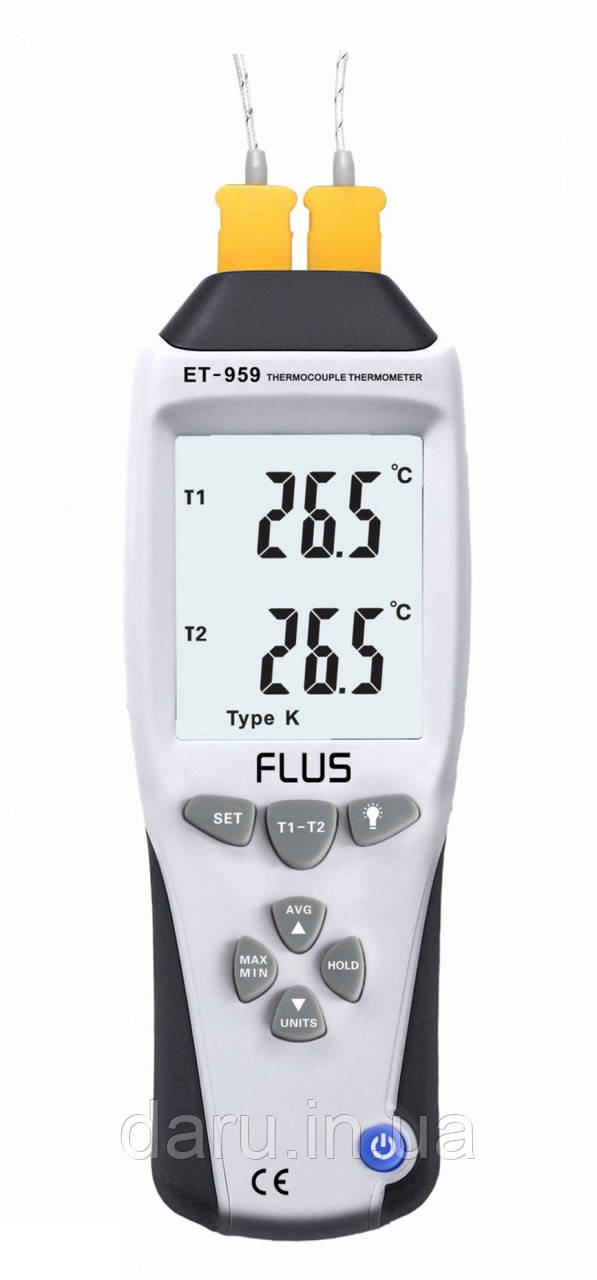 Термометр Flus ET-959 ( TM705 ) з термопарою До ( від -210 до +1100 °C ) і J (від -200 до +1372 °С) -типу