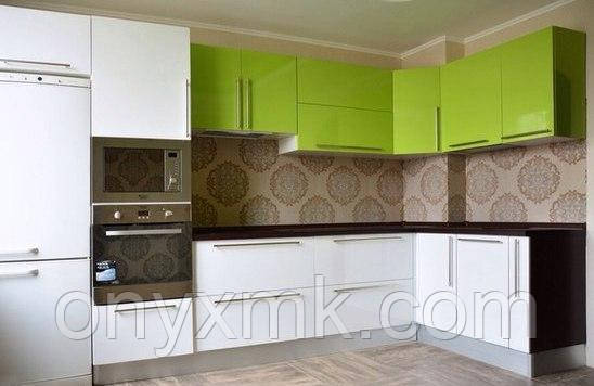 Кутова кухня "зелений із білим"
