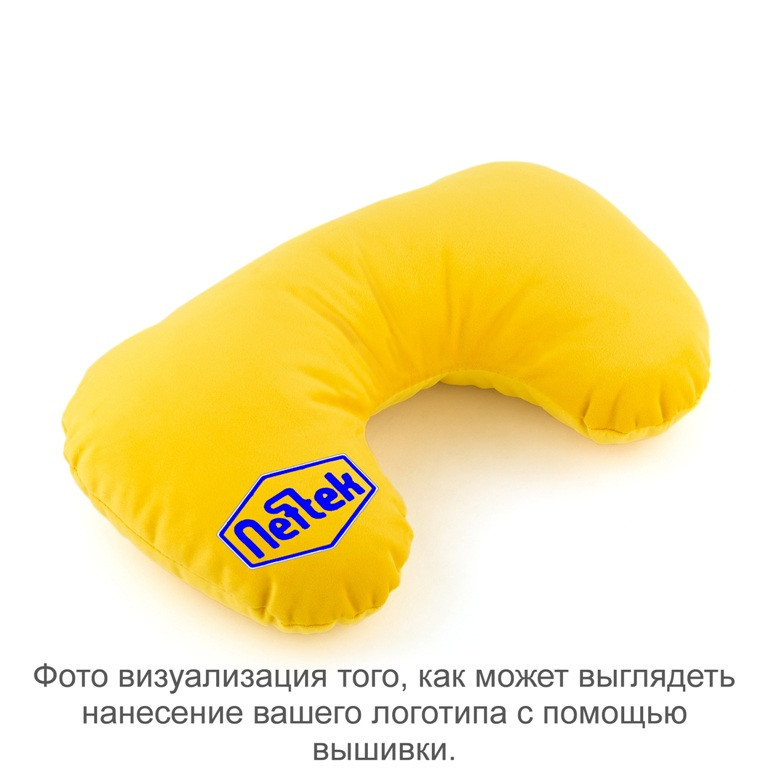 Подушка-підголівник жовтий флок із лого Neftek