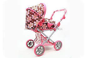 Коляска для ляльок зі знімною люлькою, сумкою і кошиком для речей 9369