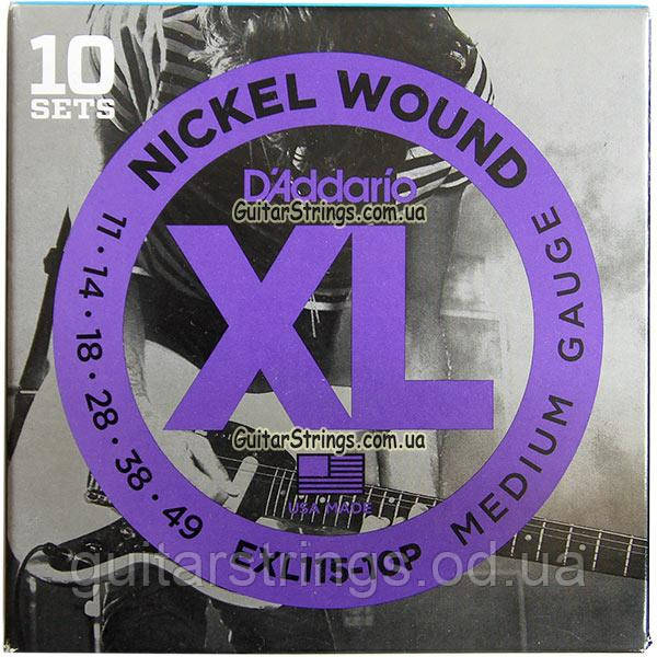 Струни D'Addario EXL115-10P Nickel Wound 11-49 10 set