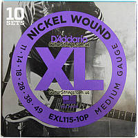 Струни D'Addario EXL115-10P Nickel Wound 11-49 10 set