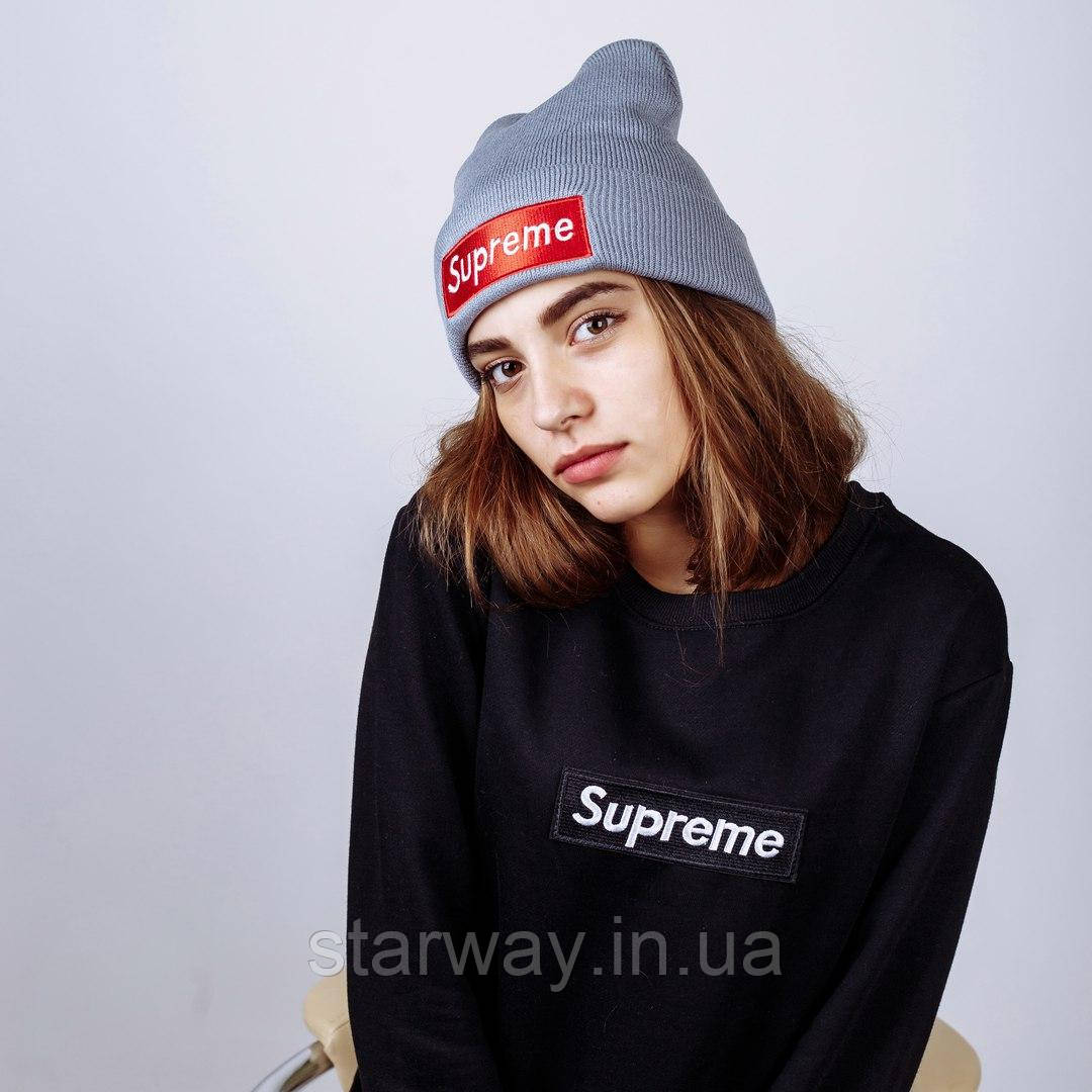 Шапка стильна Supreme лого нашивка