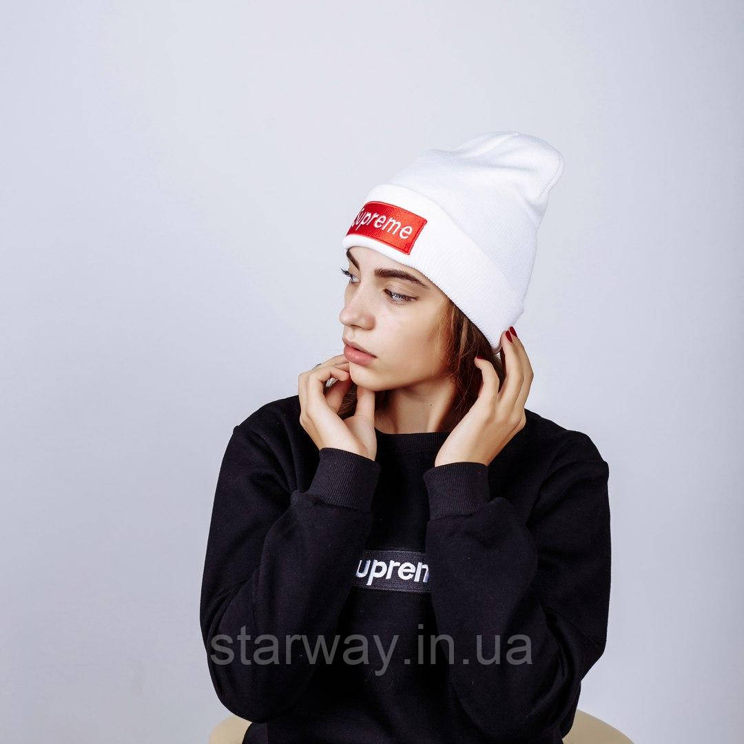 Шапка стильная Supreme лого нашивка - фото 2 - id-p591970642