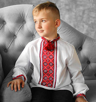 Вишиванки для хлопчиків (домоткане полотно, Онікс, ручна вишивка, 1-14 років)