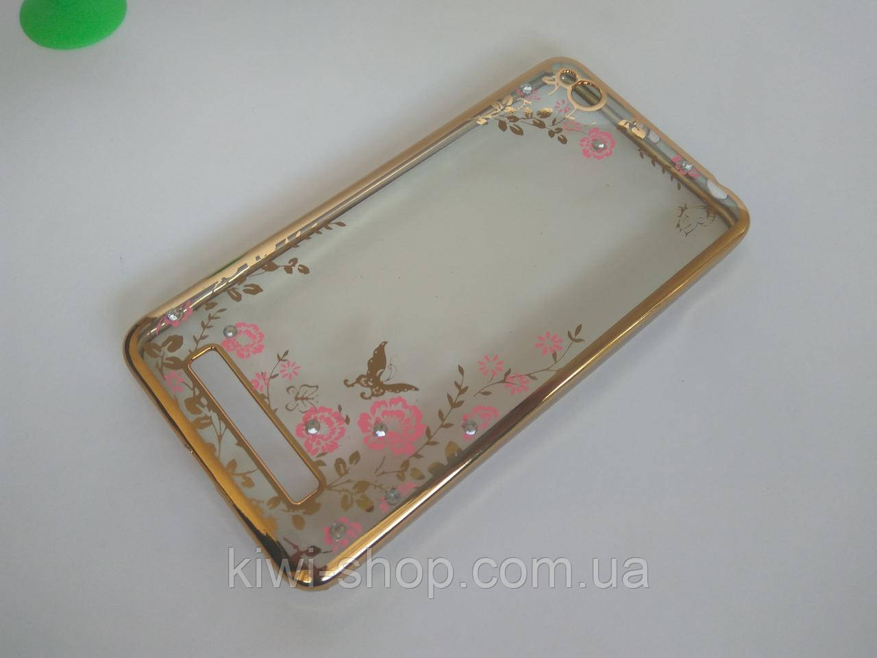 Чохол бампер із золотими стразами та квітами Xiaomi redmi 4a