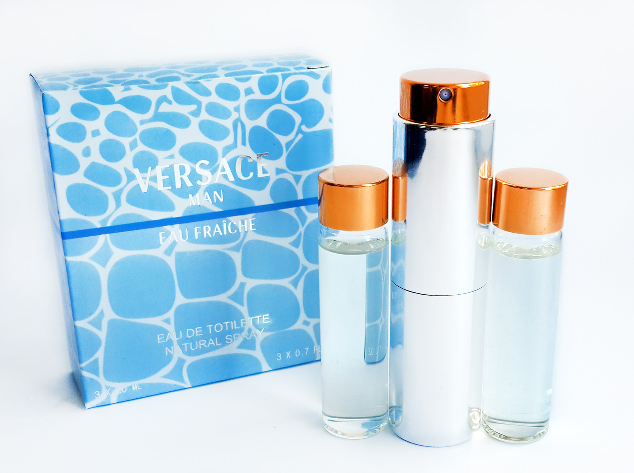 Мини парфюм Versace Man eau Fraiche (Версаче Мен Фреш) + 2 запаски, древесно водяной аромат, 3*20