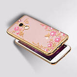 Чохол бампер із золотими стразами та квітами Xiaomi redmi Note 4x, фото 2