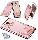 Чохол бампер із рожевими стразами та квітами Xiaomi redmi Note 4x, фото 2