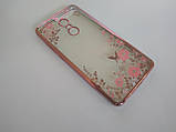 Чохол бампер із рожевими стразами та квітами Xiaomi redmi Note 4x, фото 6